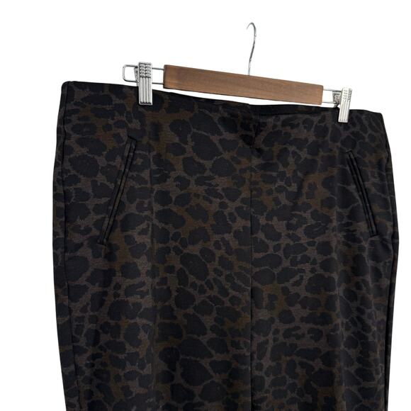 Chicos Sz 3R XL Regular Black Brown Animal Print Formal Business Leggings Pants - Picture 2 of 6